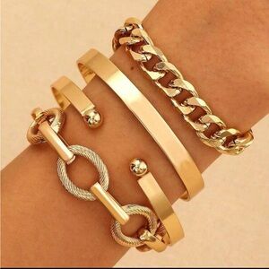Gold stacked bracelets